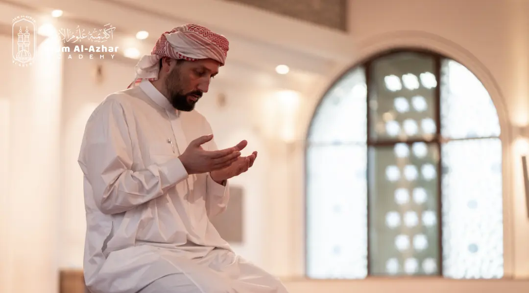 Muslim praying and saying duaa so he can enter Jannah