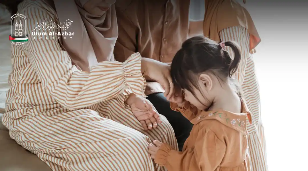 Islamic teaching of honoring parents, showing a daughter kissing her mother’s hand in respect