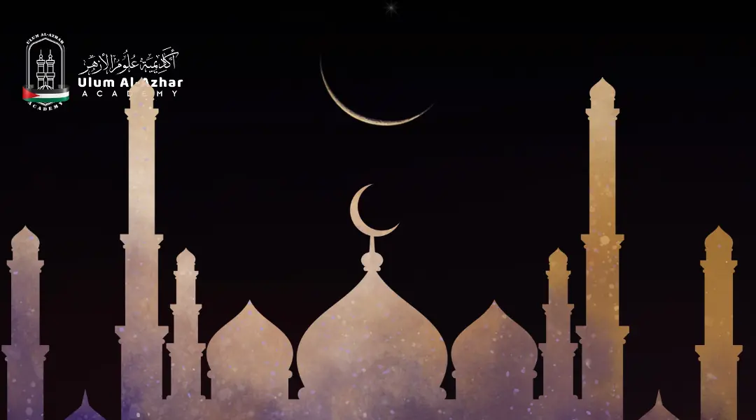 Crescent moon over mosque marking when is el eid