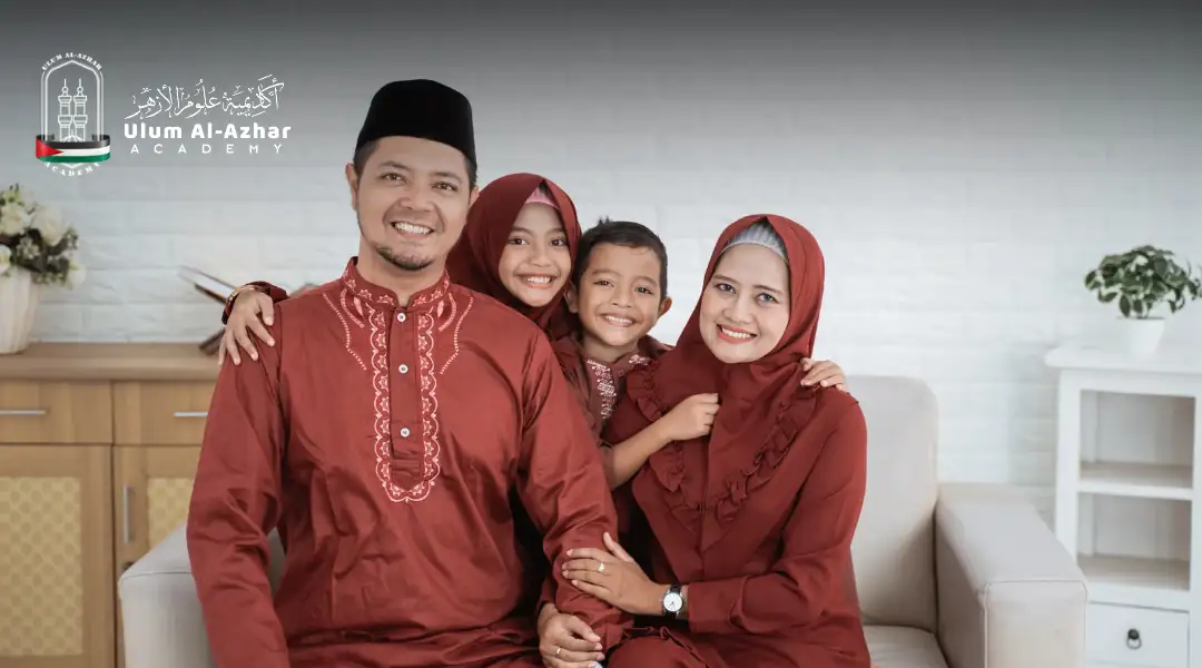 Family joy during end of ramadan celebrations with Eid greetings