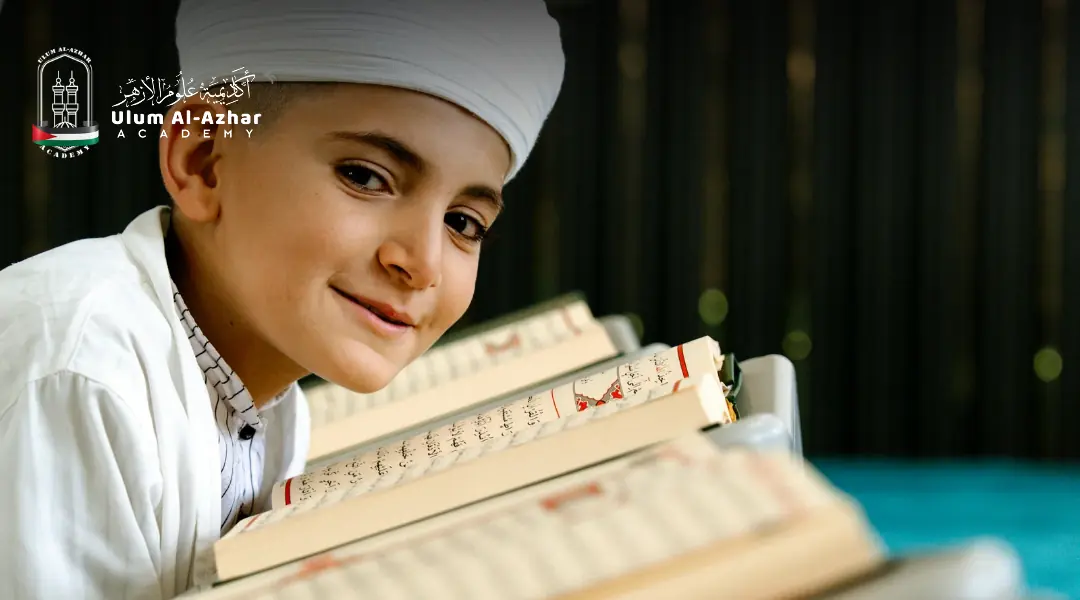 Muslim kids read the quran during ramadan.
