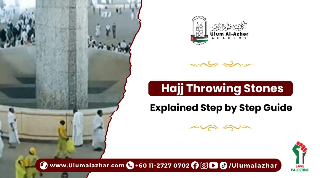 Hajj throwing stones ritual during days of Mina pilgrimage.