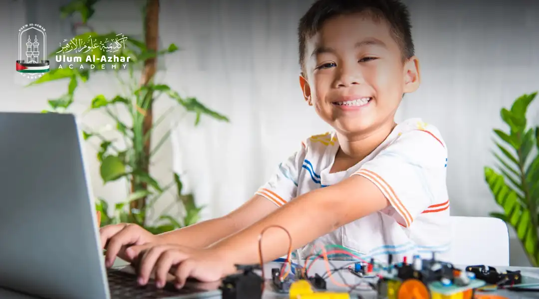 Kid learning Quran through islamic course online