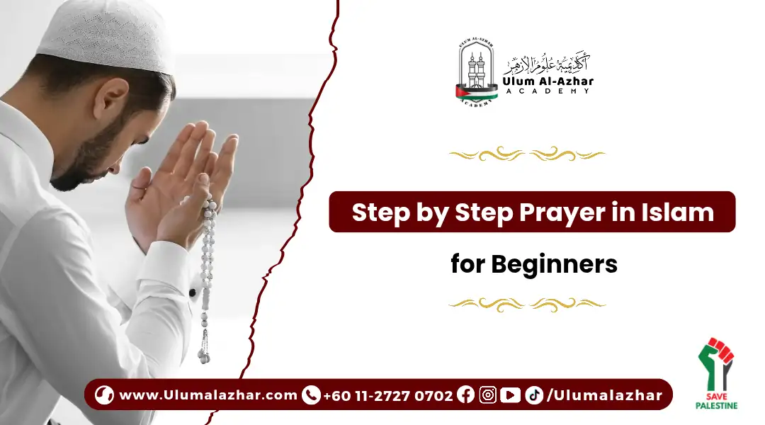 Muslim learning step by step prayer in islam