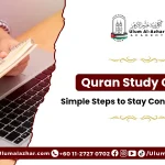Student attending quran study online with live teacher