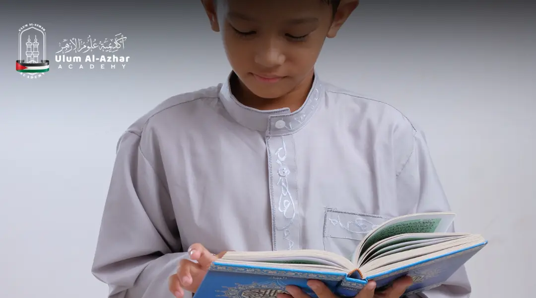Muslim child reciting tajweed quran with confidence