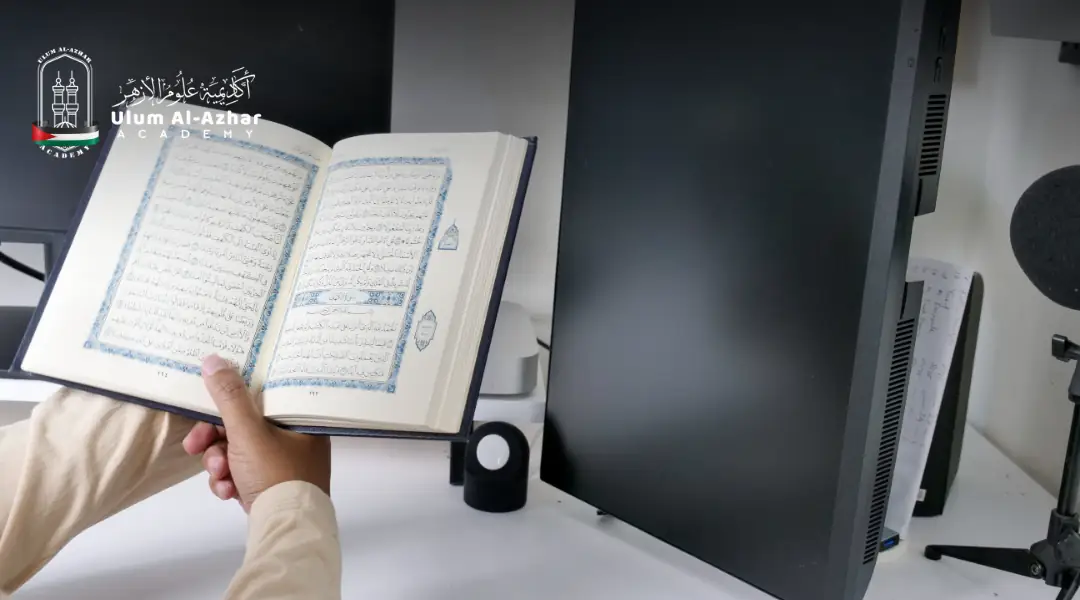 Student using Mushaf to learn to read qur'an correctly